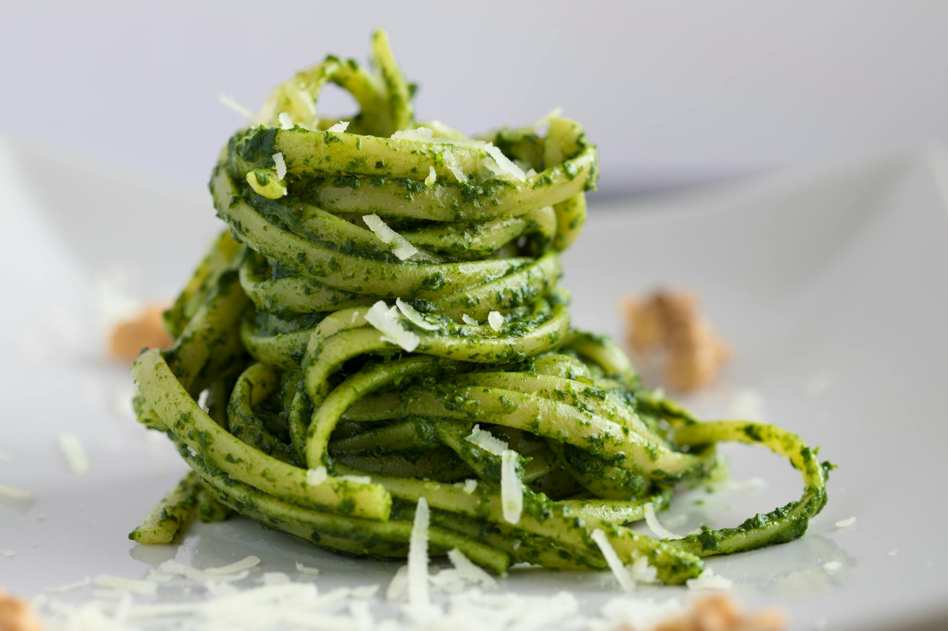 delicious pesto pasta on a plate