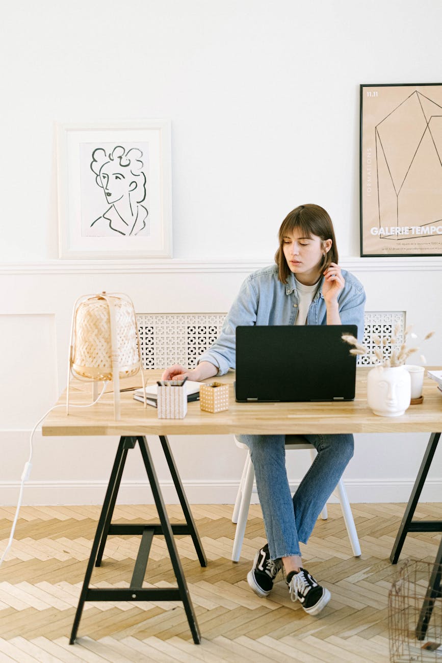 woman working in home office