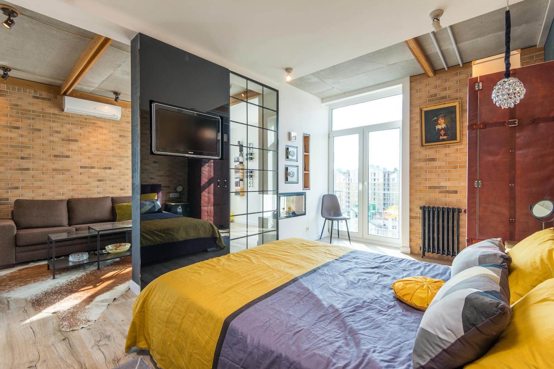 interior of modern bedroom in apartment