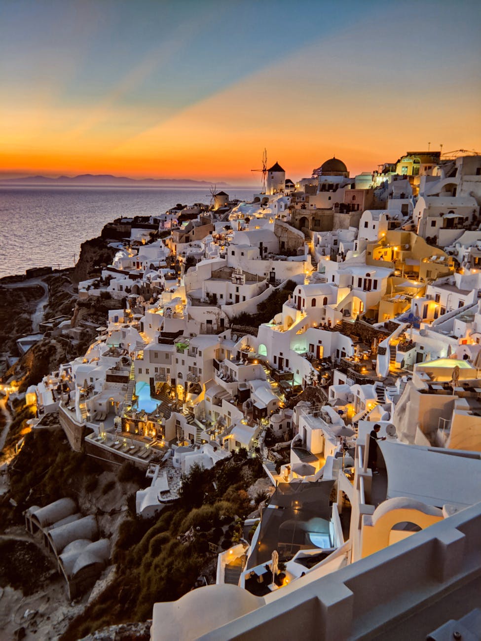 view of the santorini suring sunset
