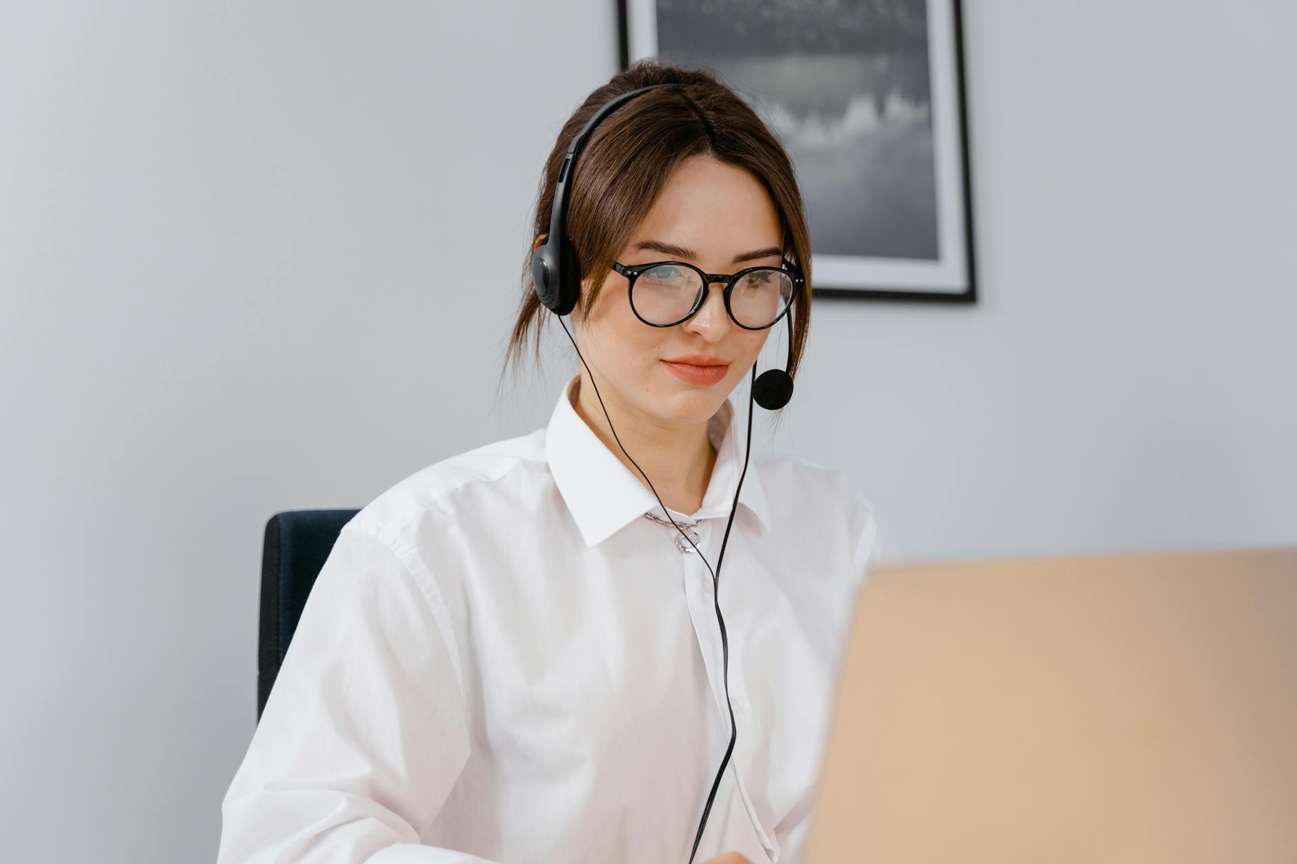a woman wearing a headset
