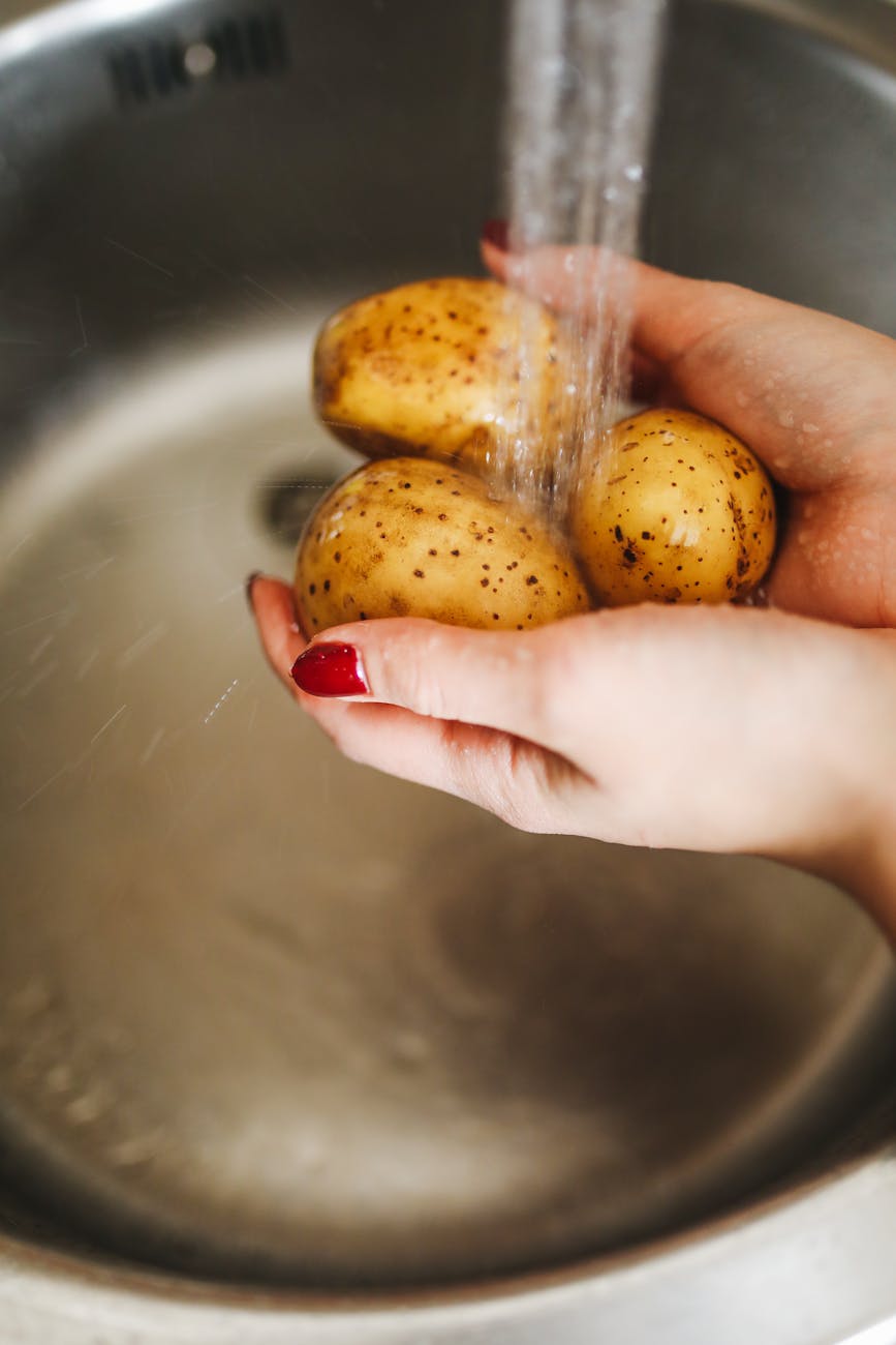 photo of person holding potatoes