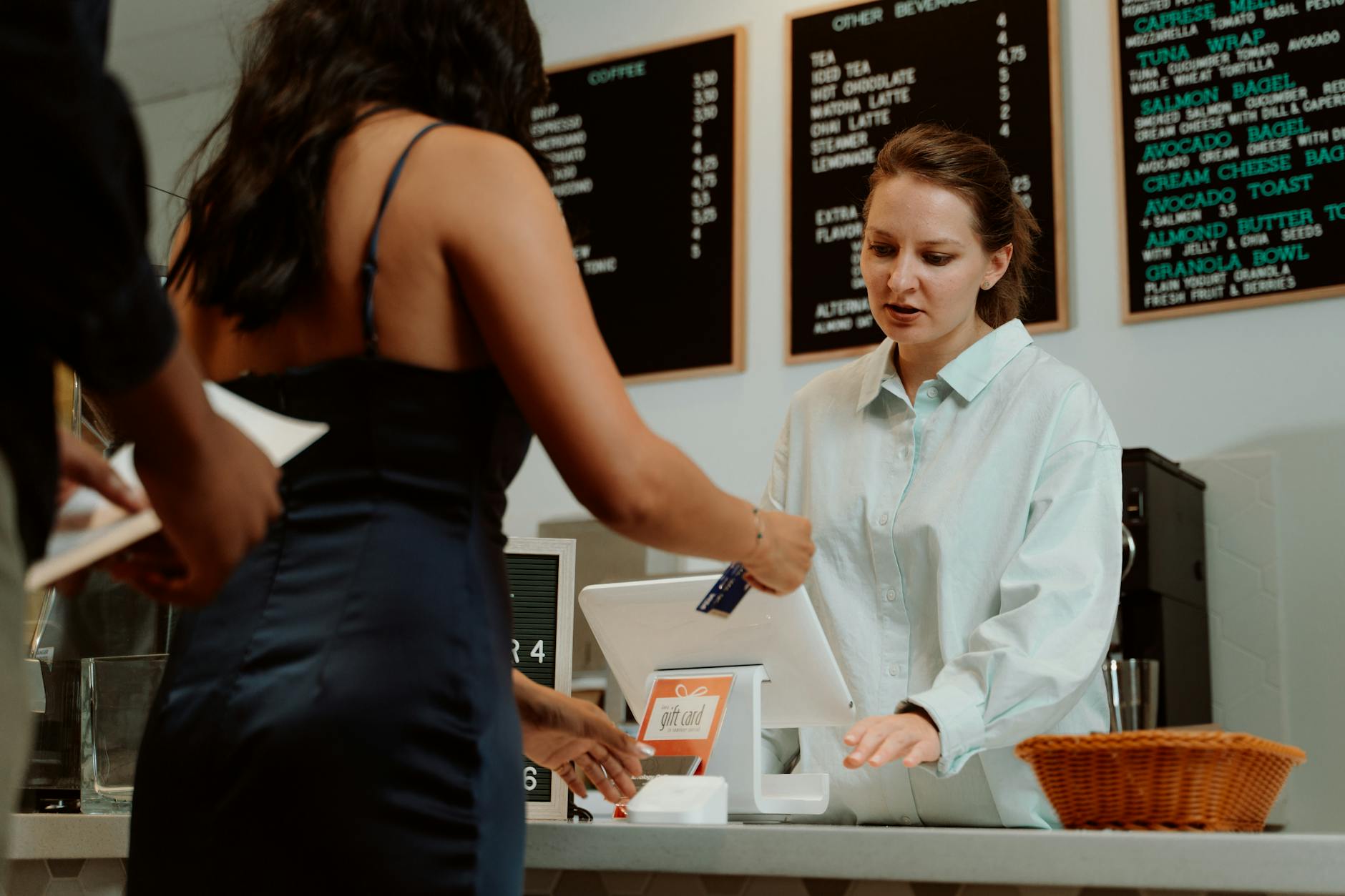 a customer paying through credit card