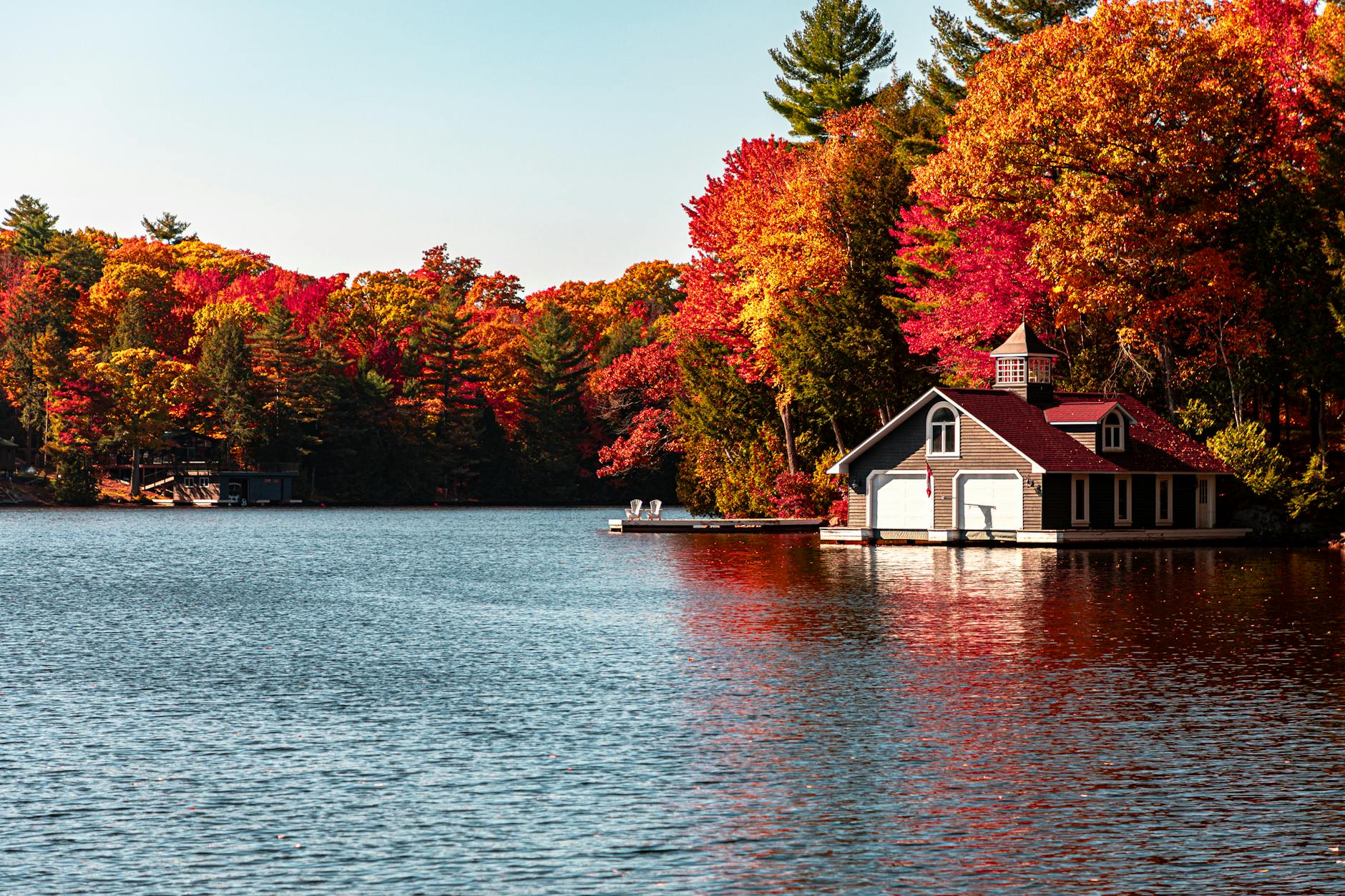 scenic lakeside cottage in ontario s autumn