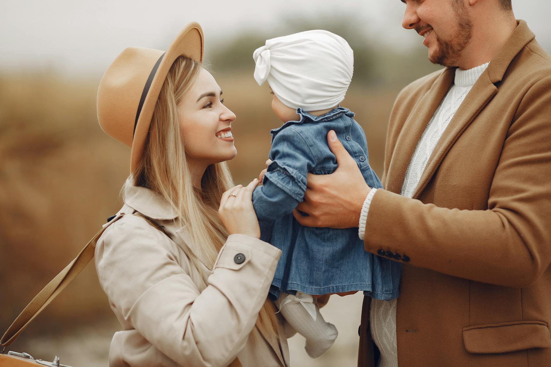happy family having fun together in countryside