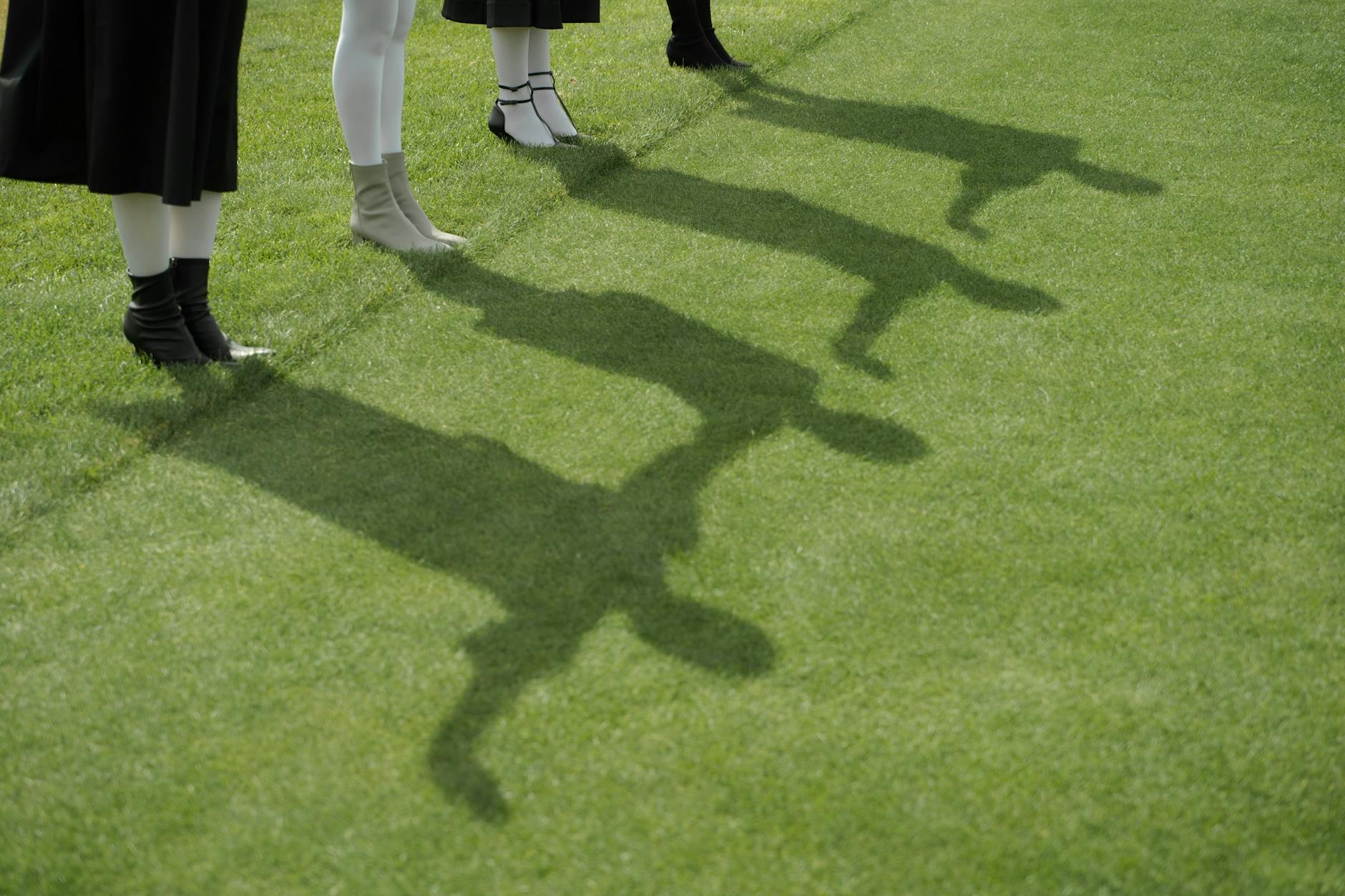 people standing on the grass field