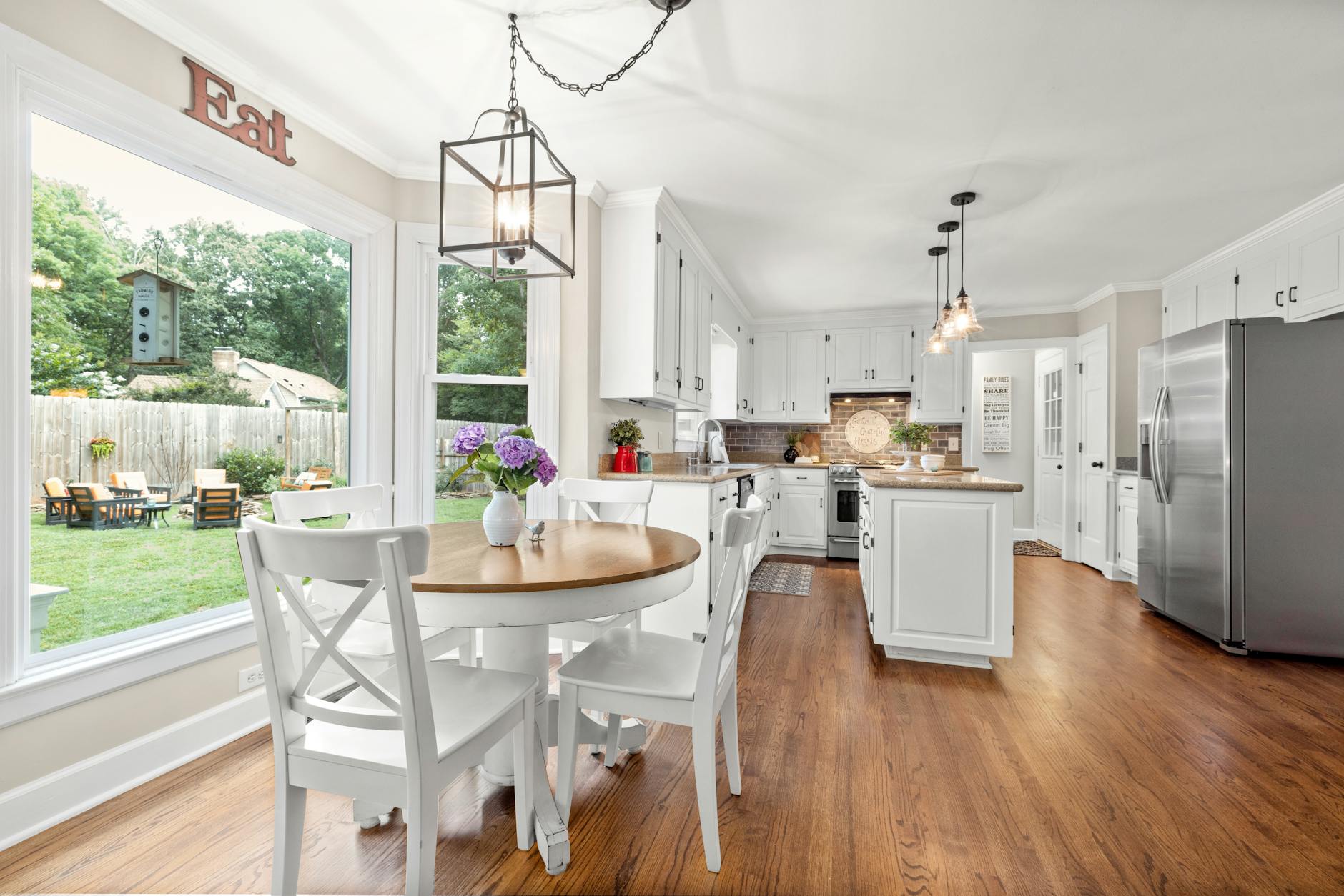 a dining room and a kitchen