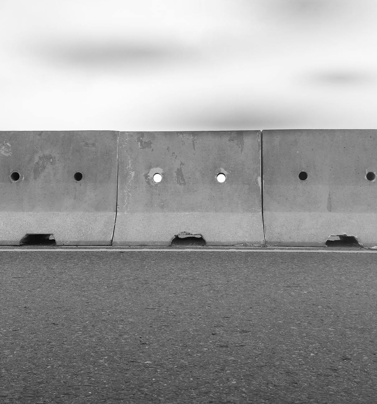 urban landscape with concrete barriers