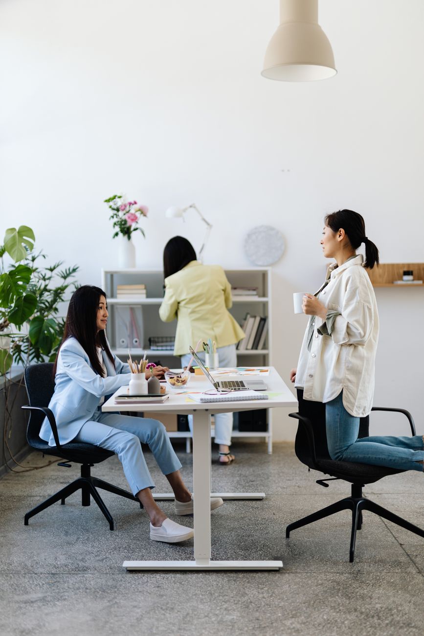 coworkers discussing at the table