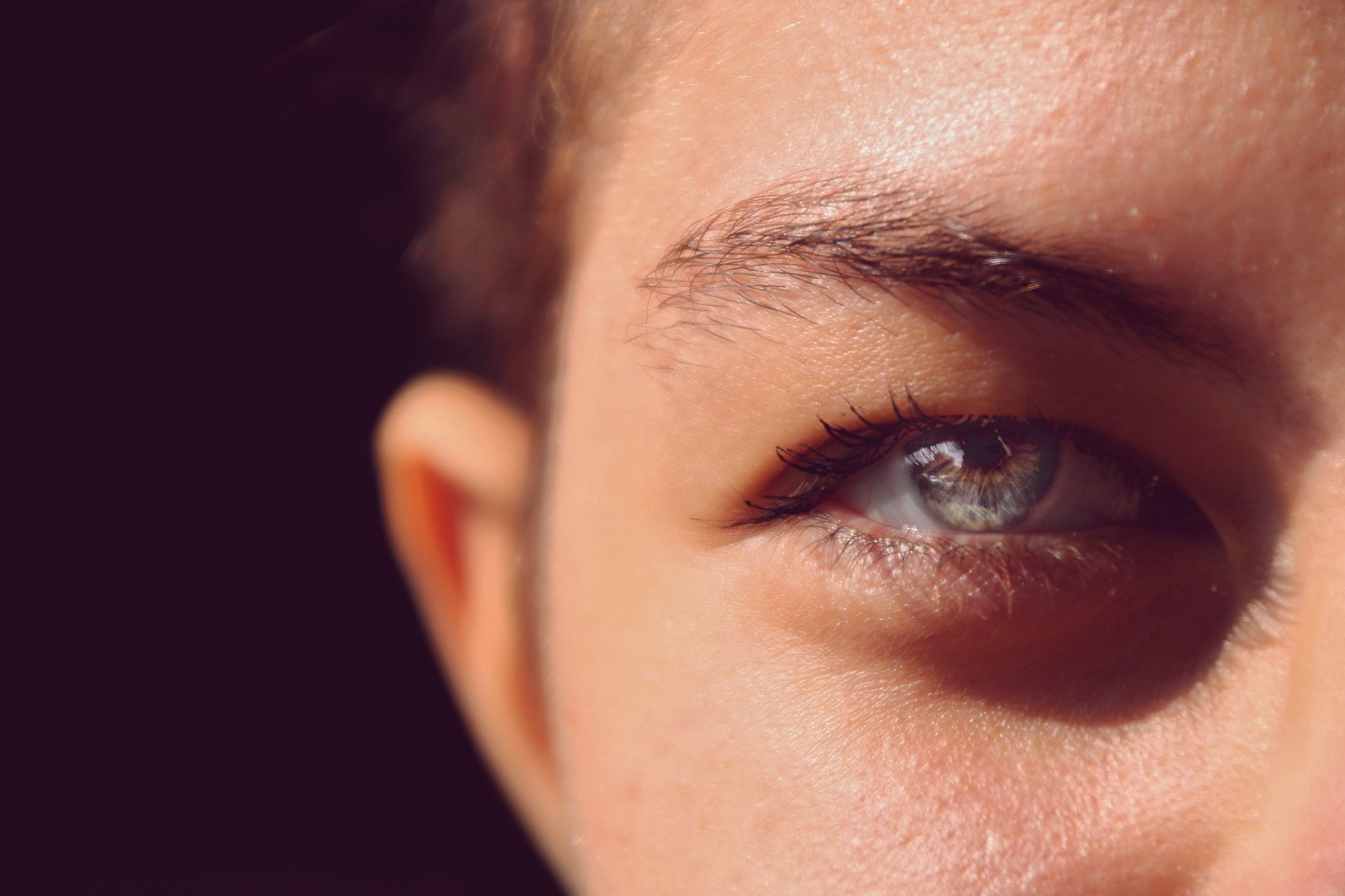 close up photo of person s eye