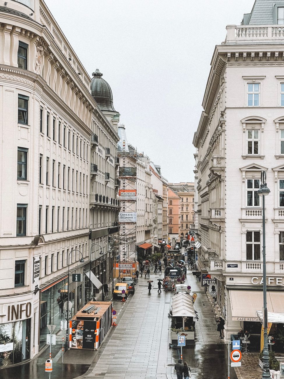 alley in vienna austria on rainy day