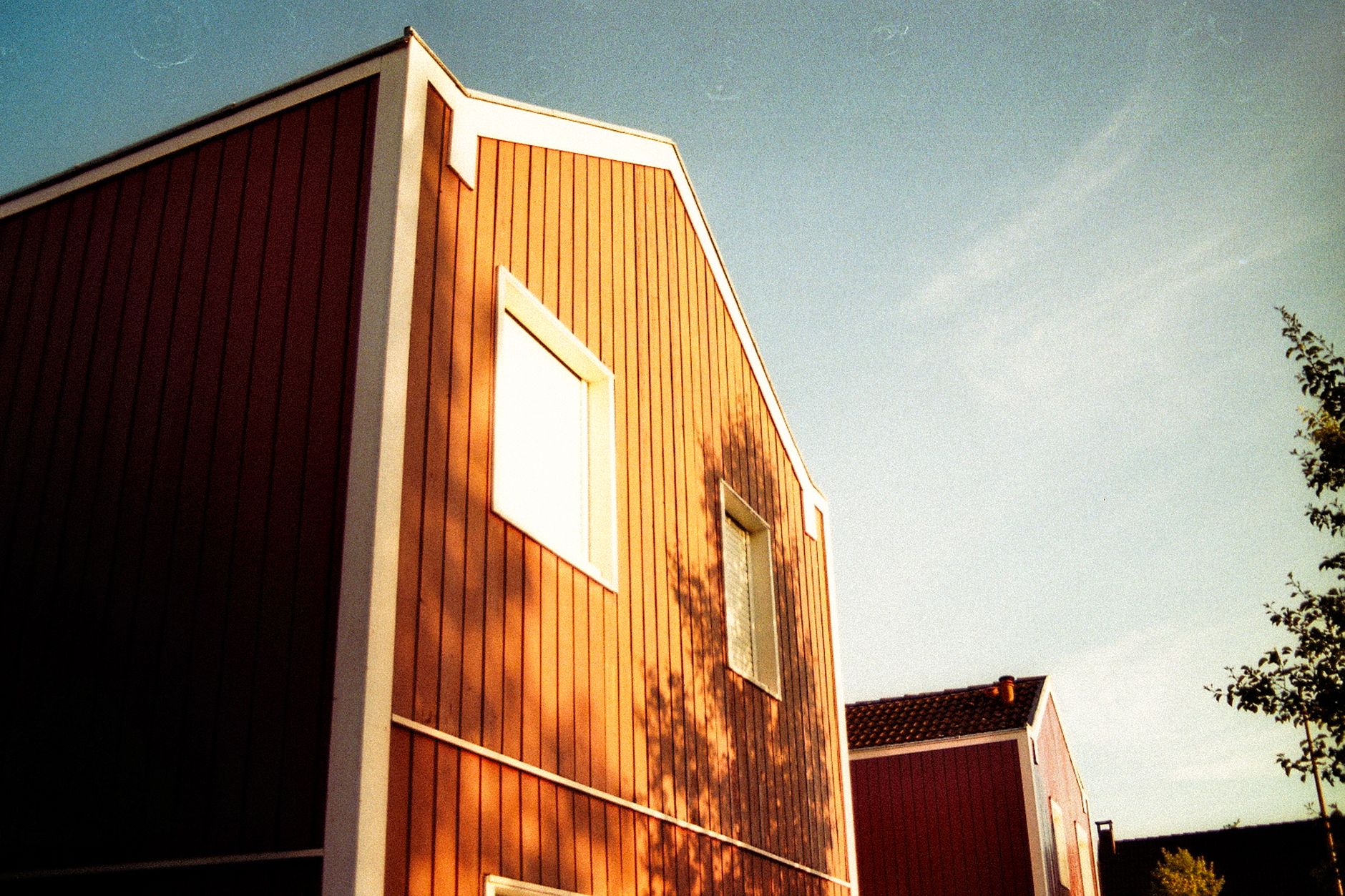 clear sky over wooden houses