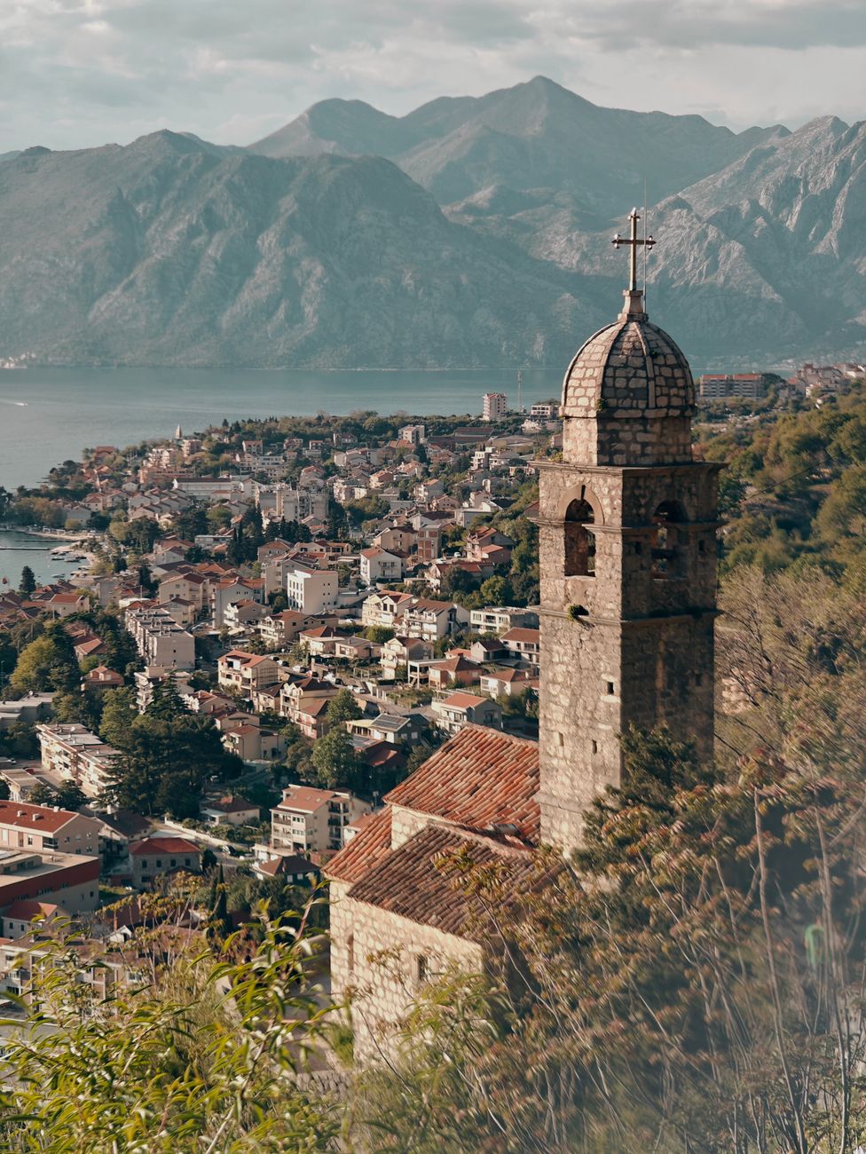 scenic view of kotor montenegro with mountain backdrop