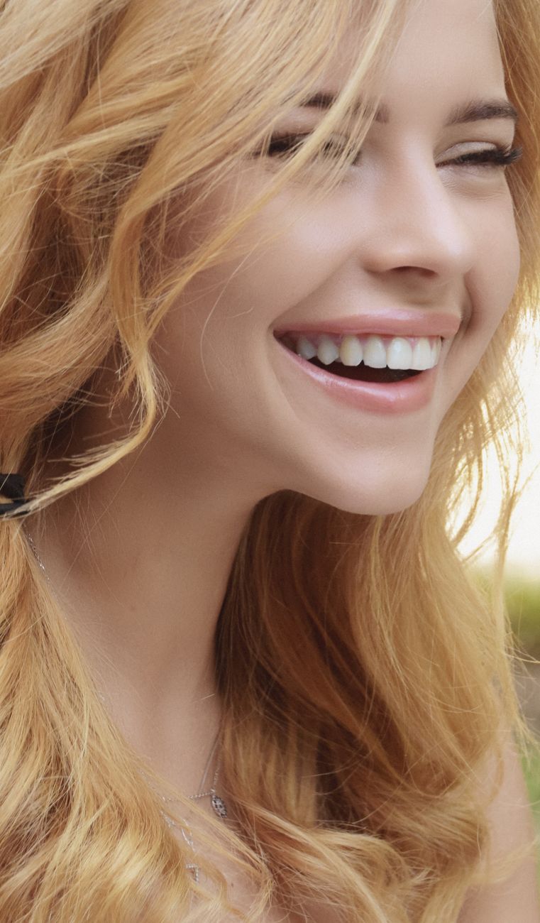 laughing young blonde woman