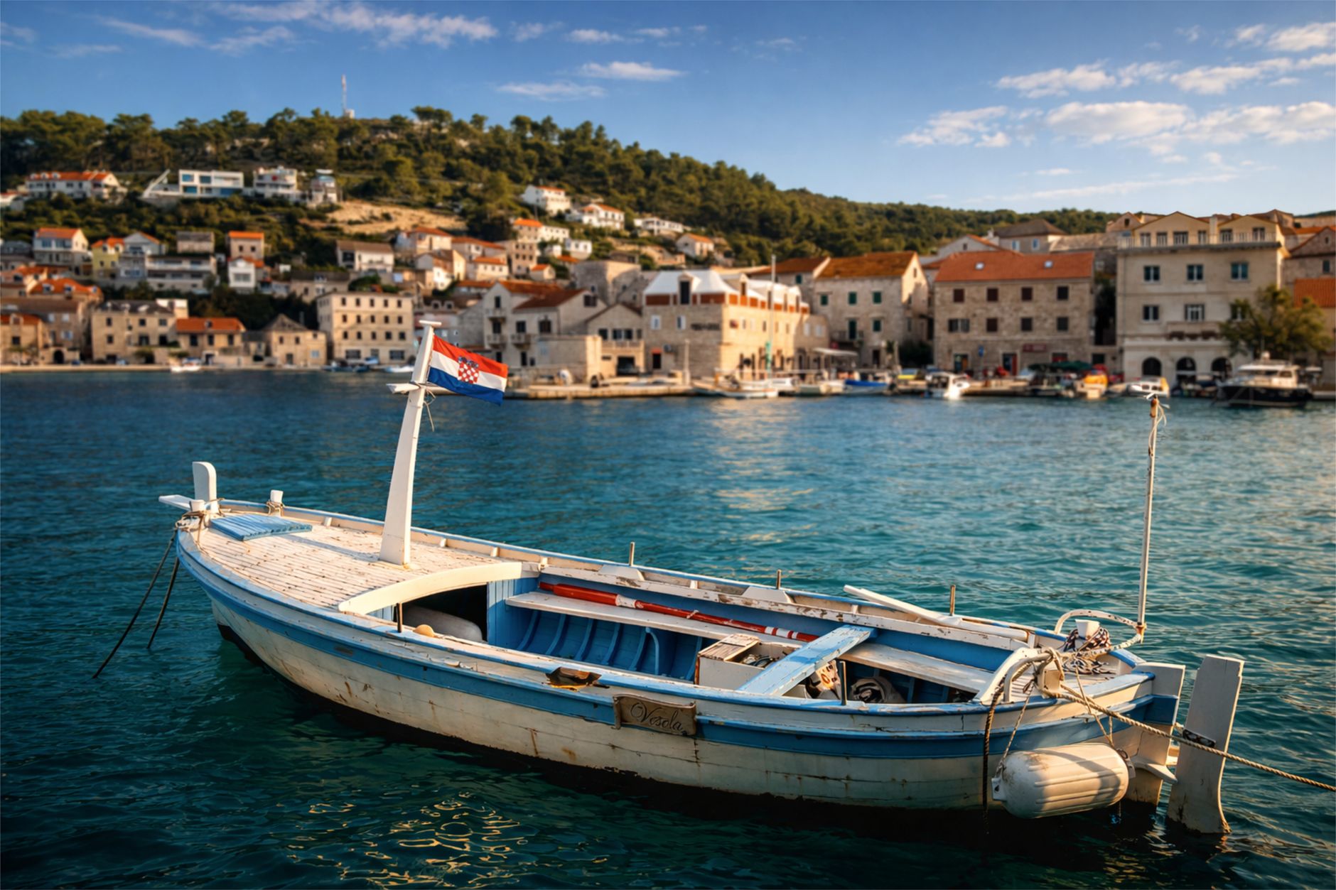 charming croatian fishing boat in seaside village